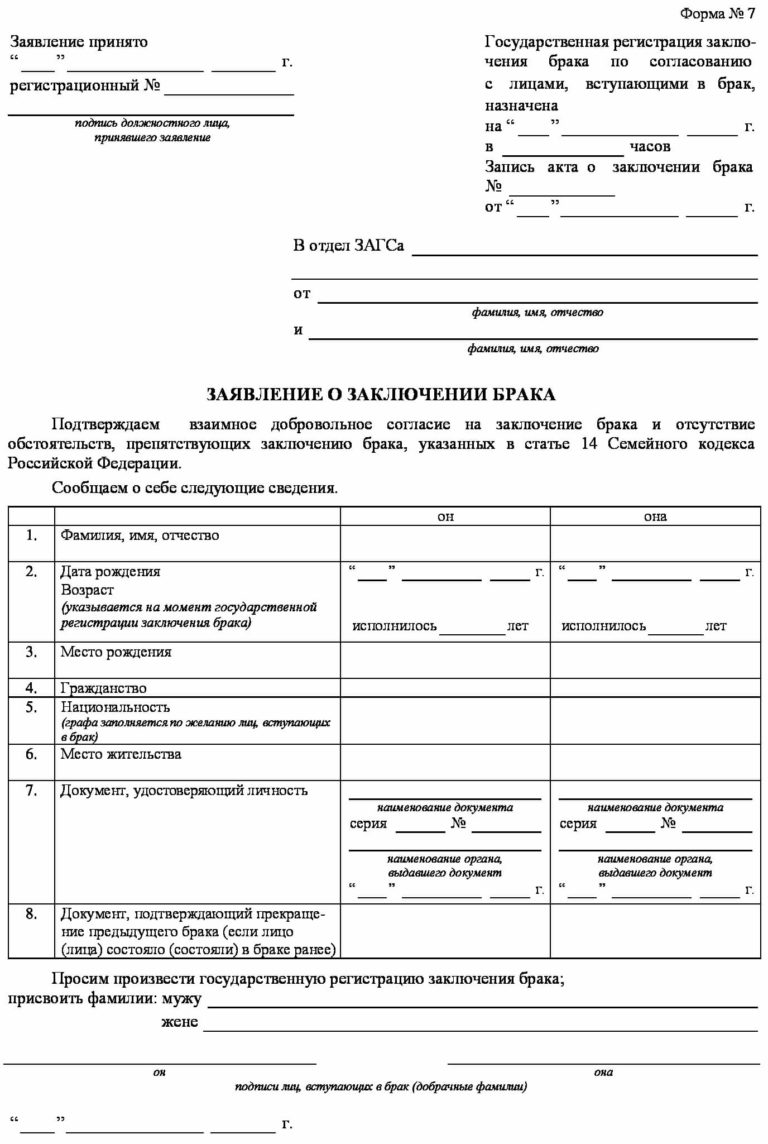 Регистрация брака в 2022 году: образец заполнения и подача заявления в ЗАГС